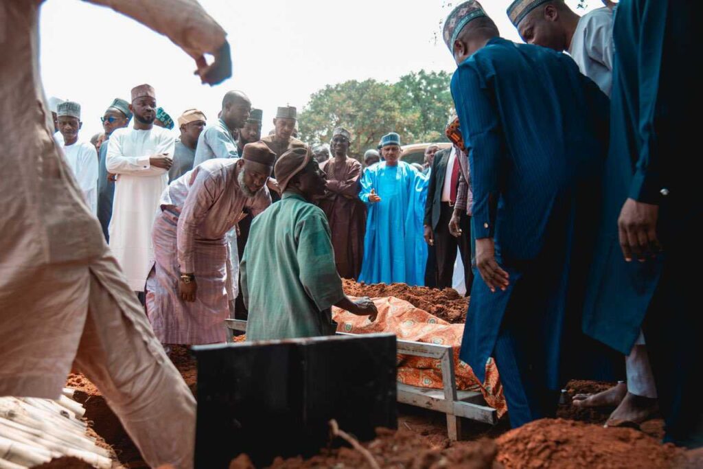 Minister of Information, Mohammed Idris, lays to rest, mother-in-law, Hajia Hauwa Yakub Usman at Gudu Cemetery, Abuja