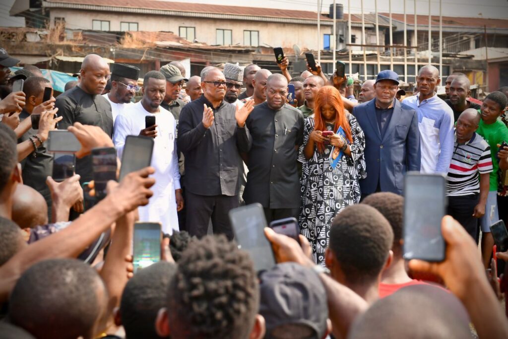 Peter Obi at the Head Bridge Market in Onitsha, Anambra State