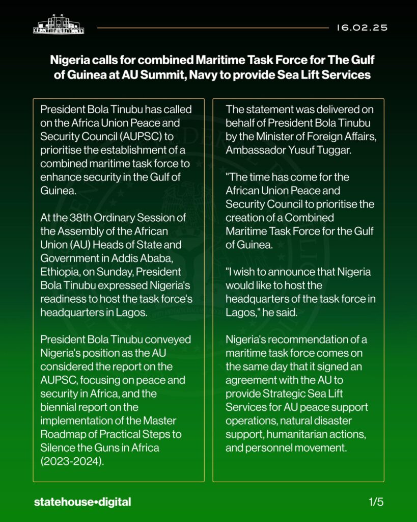 Nigeria calls for combined Maritime Task Force for Gulf of Guinea...