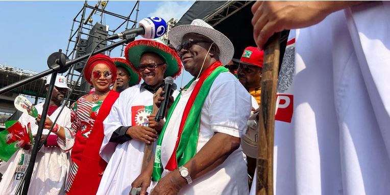 Pa Ayo Adebanjo with 2023 Presidential candidate of the Labour Party (LP), Peter Obi