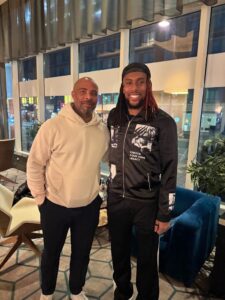 Super Eagles manager, Eric Chelle, with Fulham midfielder, Alex Iwobi