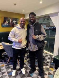 Super Eagles manager, Eric Chelle, with Fulham midfielder, Alex Iwobi