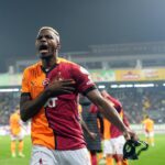 Nigerian sharpshooter, Victor Osimhen, celebrates goal for Galatasaray