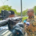 Peter Obi speaks to the press after attending the launch of IBB's autobiography at Transcorp Hilton Hotel, Abuja