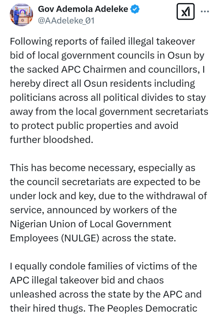 Five (5) PDP members killed in chaos in Osun State