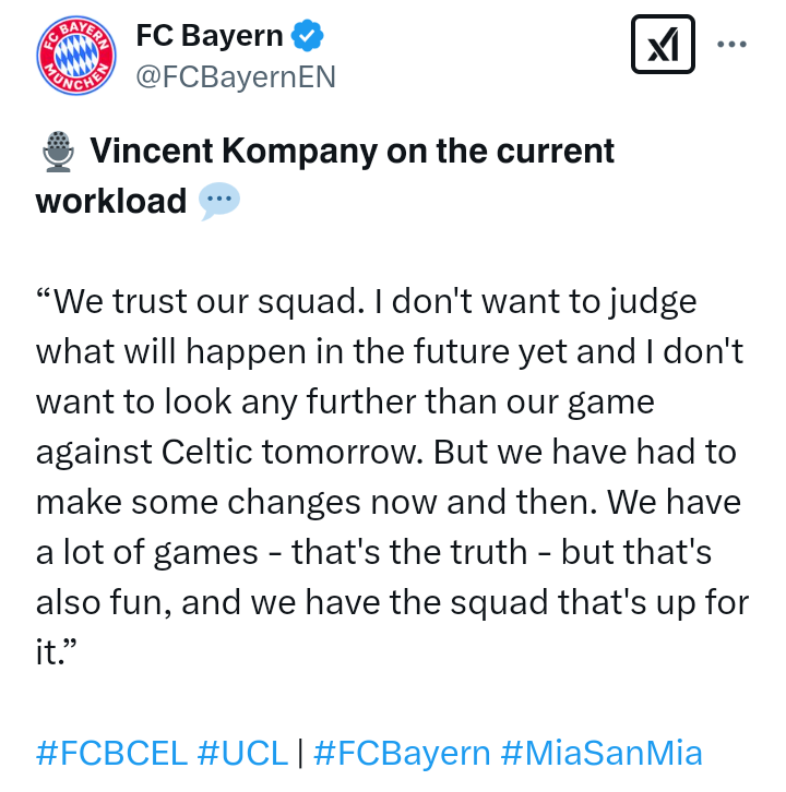 "We are very strong at home" - Bayern Munich manager, Vincent Kompany, says, at his press conference ahead of the Uefa Champions League 2024/25 Knockout Play-off against Celtic on Tuesday 18 February, 2025 at Allianz Arena