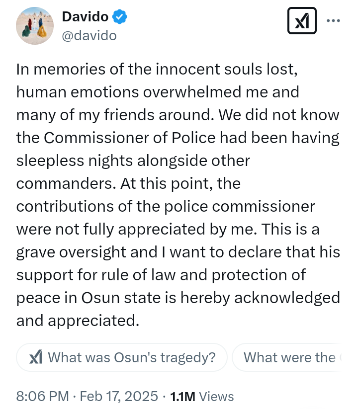 Davido releases take following violence in Osun State