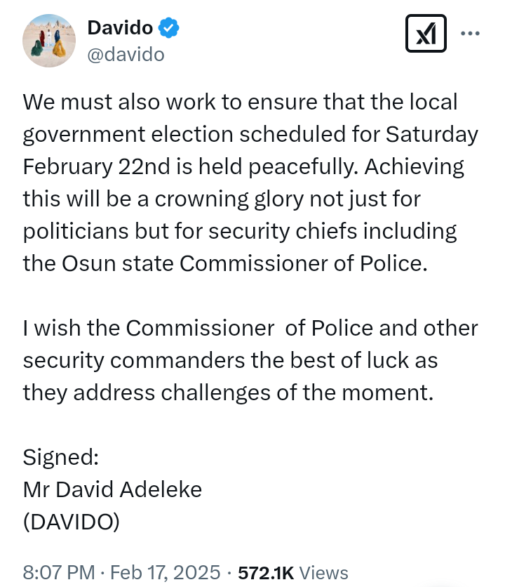 Davido releases take following violence in Osun State