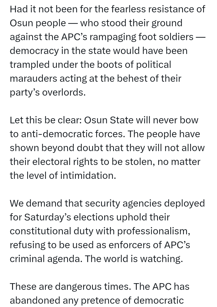 Atiku issues stern warning to APC following chaos in Osun State