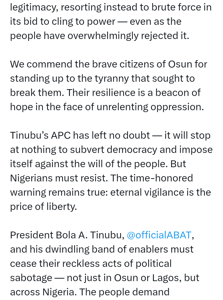 Atiku issues stern warning to APC following chaos in Osun State