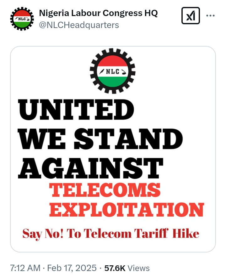 '50% tariff hike - Telecom operators are here for a k*ll' - NLC