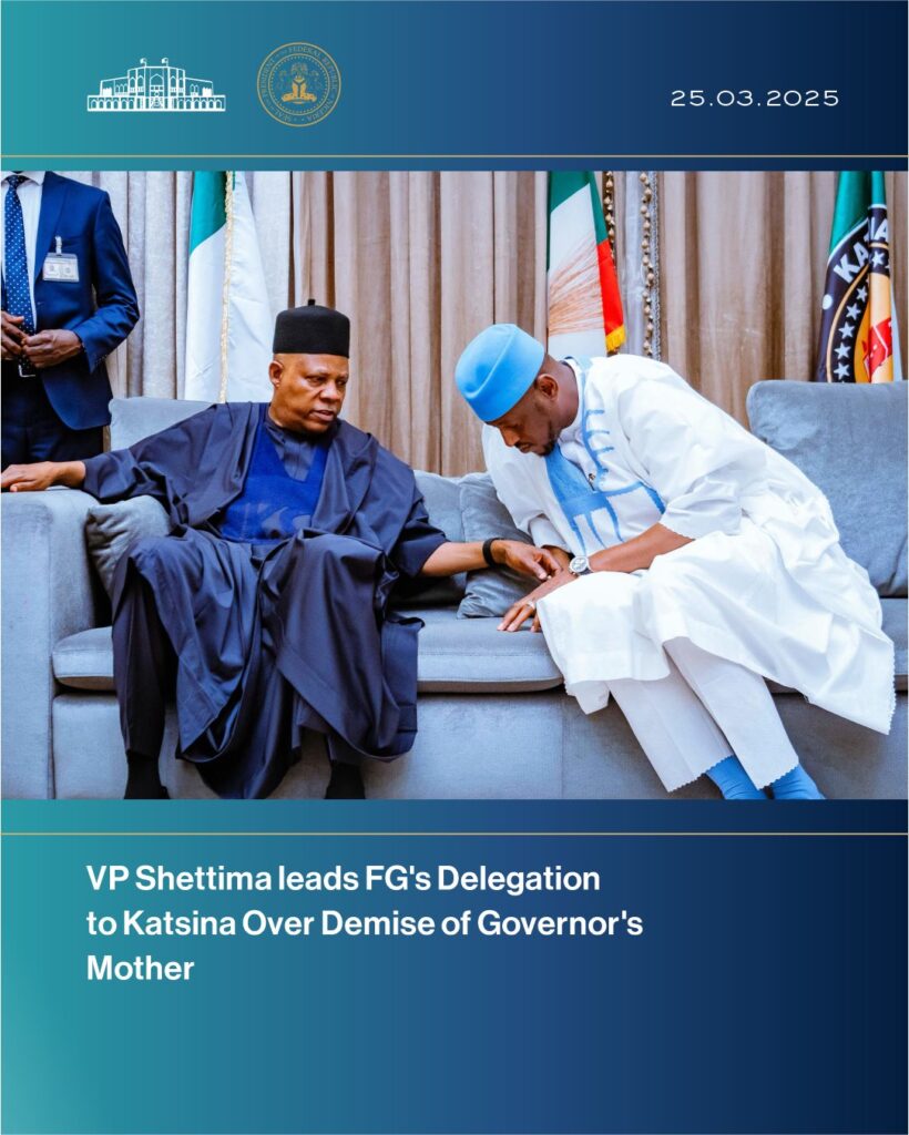 Governor Radda Loses Mother: VP Shettima leads FG’s delegation to Katsina on condolence visit