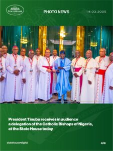 'I am not a religious bigot, my wife is a pastor' - President Tinubu to Catholic Bishops