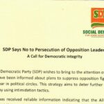 ‘Plans to instill fear in political circles – SDP says No to persecution of opposition leaders’