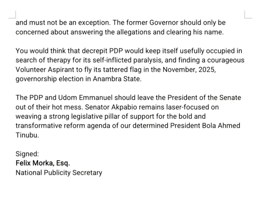 Anambra State Guber 2025: APC Press Statement - 'PDP has expired, absolutely nothing left of it'