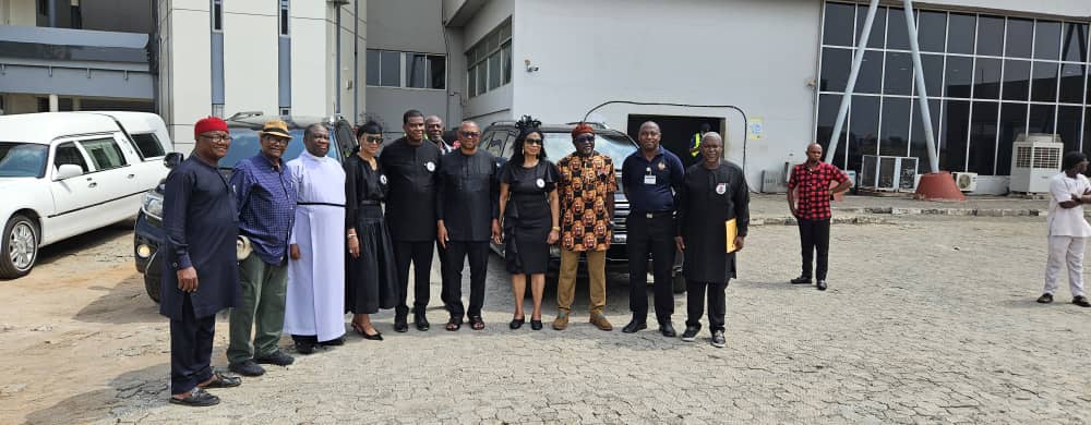 Humphrey Nwosu: Photos - Peter Obi joins family to receive body of former NEC Chairman