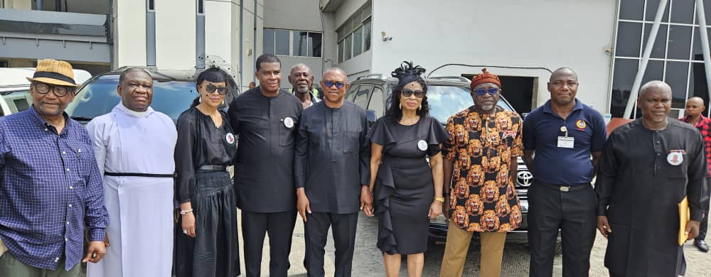 Humphrey Nwosu: Photos – Peter Obi joins family to receive body of former NEC Chairman