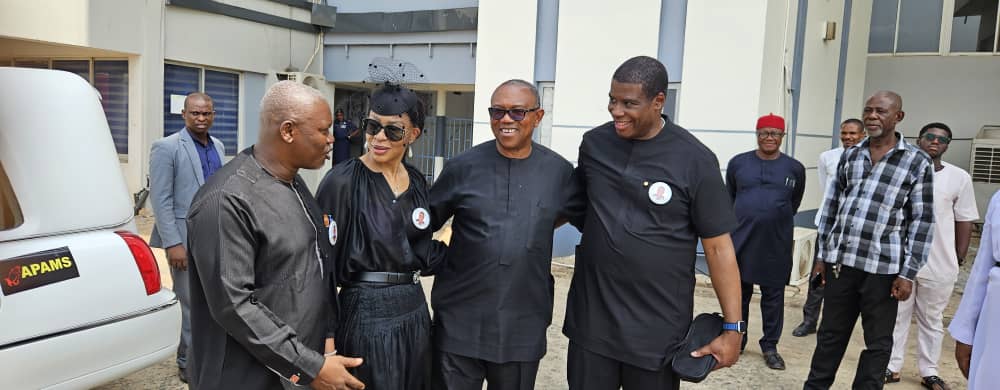 Humphrey Nwosu: Photos - Peter Obi joins family to receive body of former NEC Chairman