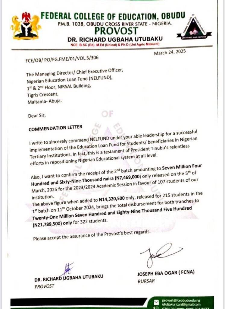 NELFUND: '₦47,621,121 successfully disbursed to Adamawa State University to 1,283 students'