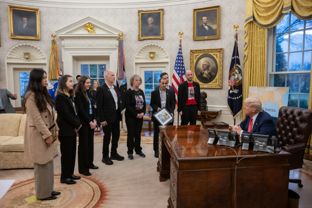 President Donald Trump meets with eight (8) released hostages from Gaza at the White House