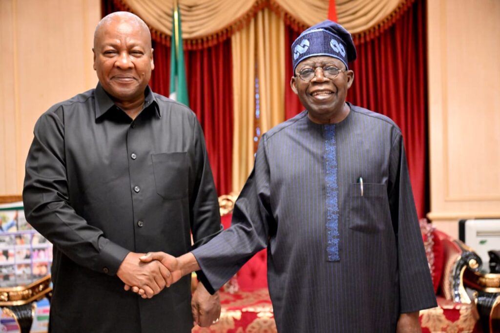 Photos: President Mahama visits President Tinubu at Presidential Villa
