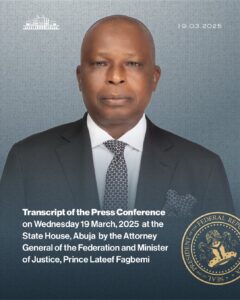 Rivers State: Transcript of Press Conference by AGF Fagbemi