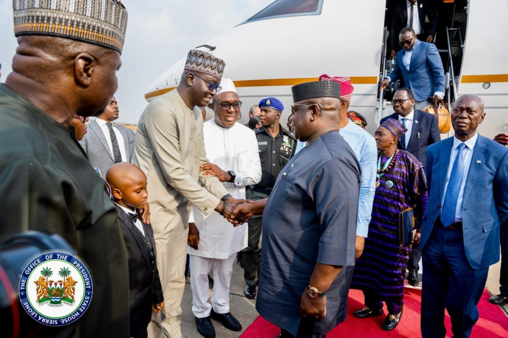 President of Sierra Leone, Julius Maada Bio, received by Governor of Oyo State, Seyi Makinde, in Ibadan