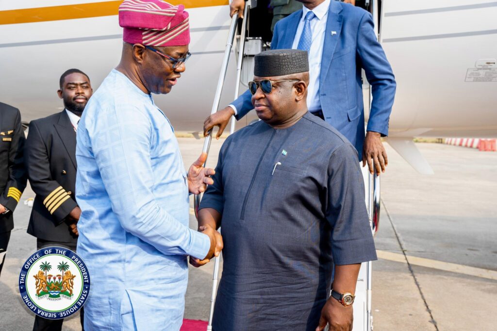 President of Sierra Leone, Julius Maada Bio, received by Governor of Oyo State, Seyi Makinde, in Ibadan