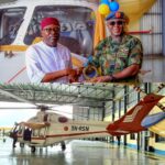 Rivers State: Governor Fubara presents to the Nigerian Air Force Rivers State owned AW139 Helicopter ‘to mitigate the issues of oil theft & criminal activities’