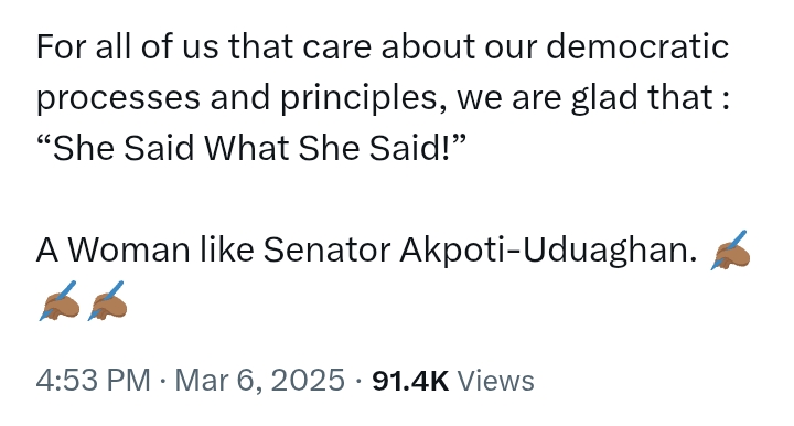 Akpabio V Natasha: 'The wise among them will be haunted by this until her words surely come to pass' - Ezekwesili