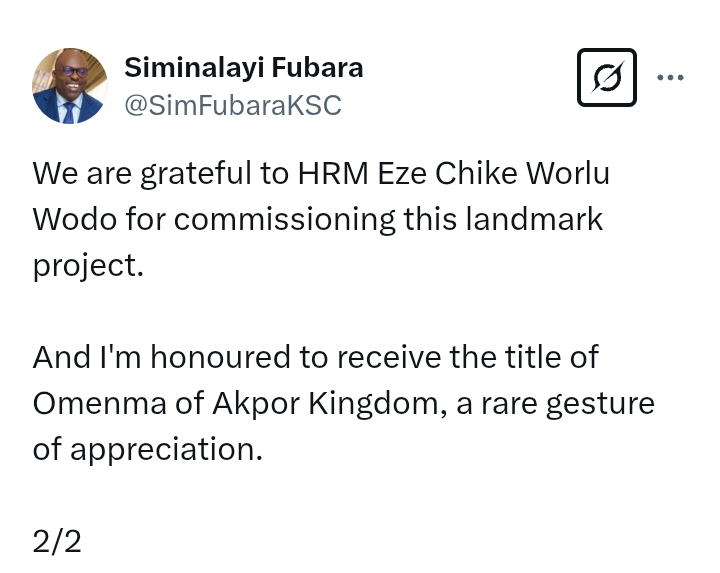 Rivers State: Governor Fubara fulfils promise to build 'befitting' Palace for people of Akpor Kingdom