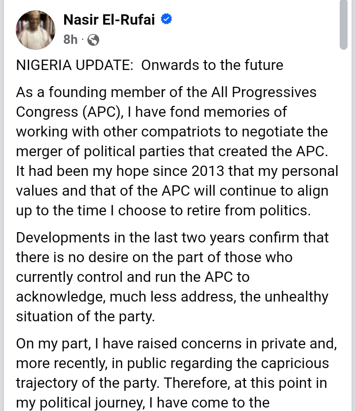 Nasir El-Rufai dumps APC for SDP