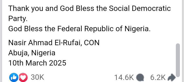 Nasir El-Rufai dumps APC for SDP