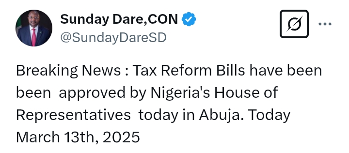 Tax Reform Bills: House of Reps approve Tax Reform Bills