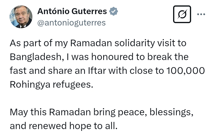 Ramadan 2025: UN Chief, Guterres, breaks fast with close to 100,000 Rohingya refugees
