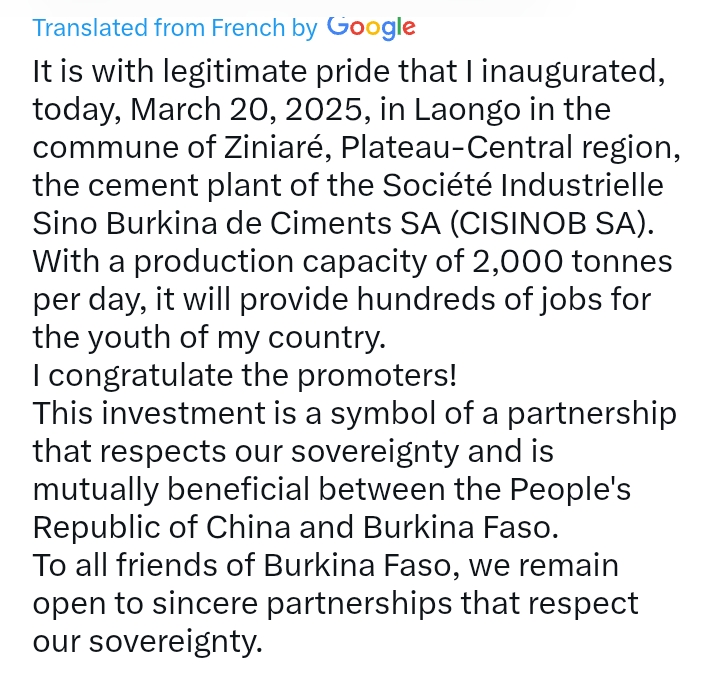 Burkina Faso: Captain Ibrahim Traore inaugurates cement plant in Laongo