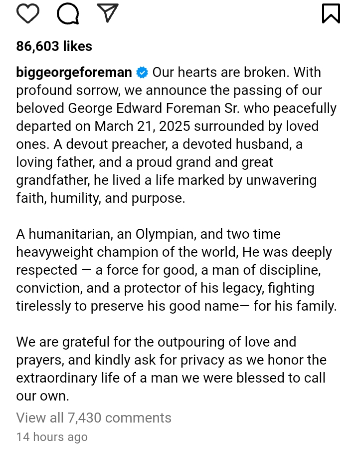 George Foreman Passes At 76: Boxing heavyweight legend dies