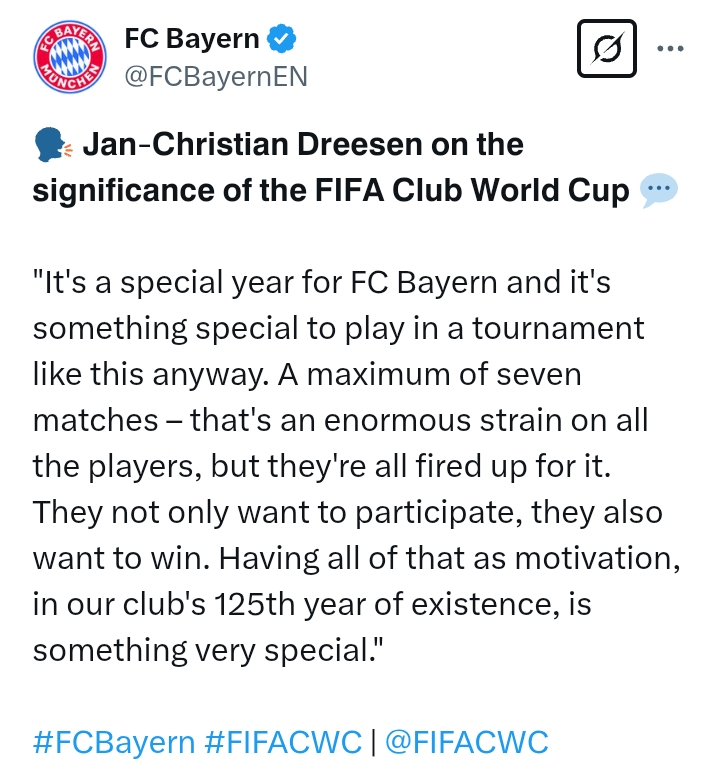 FIFA Club World Cup 2025: 'Something special for Bayern Munich to play in a tournament like this' - CEO Dreesen