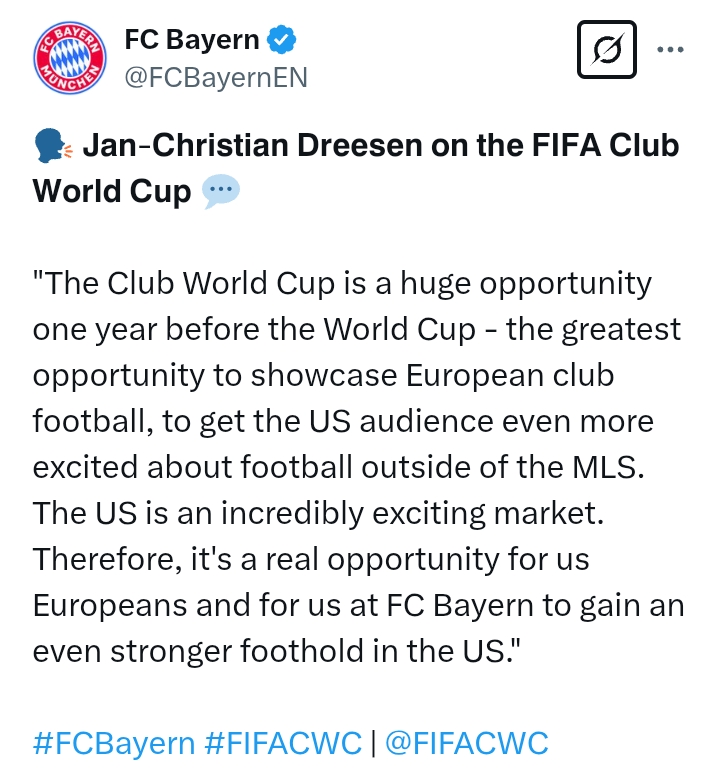 FIFA Club World Cup 2025: 'Something special for Bayern Munich to play in a tournament like this' - CEO Dreesen