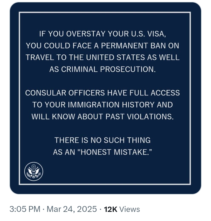 If you overstay your U.S. visa, you could face a permanent ban on traveling to the United States' - US Mission Nigeria