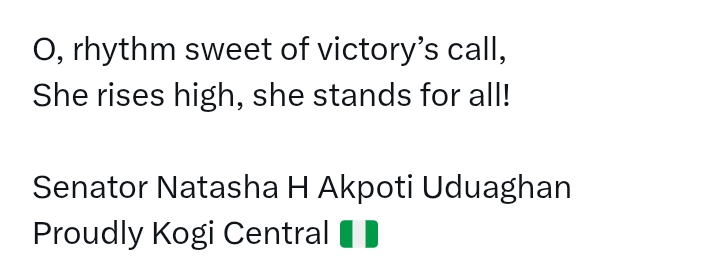 Akpabio V Natasha: 'Through trials fierce and battles long, Natasha stands unshaken, bold, and strong'