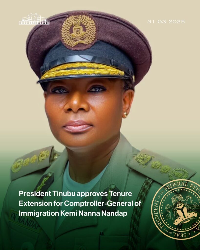 President Tinubu approves extension of tenure of CG of Immigration Kemi Nanna Nandap