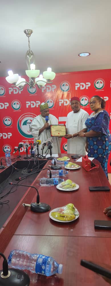 Anambra State Guber 2025: Photos – Presentation of Certificate of Return to PDP candidate, Ezenwafor