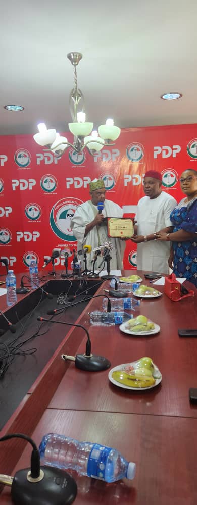 Anambra State Guber 2025: Photos - Presentation of Certificate of Return to PDP candidate, Ezenwafor