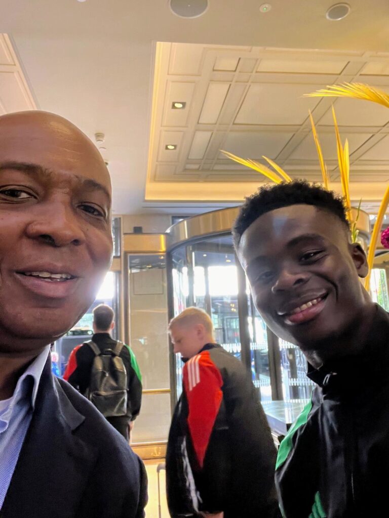 Uefa Champions League 2024/25: Real Madrid 1-2 Arsenal – Former Senate President, Saraki, takes a shot with Saka