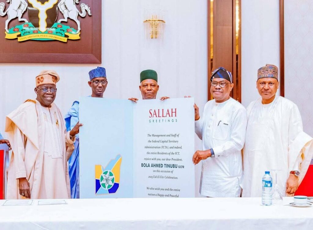 Eid-el-fitr 2025: Photos – Wike lead community leaders from FCT to pay homage to President Tinubu