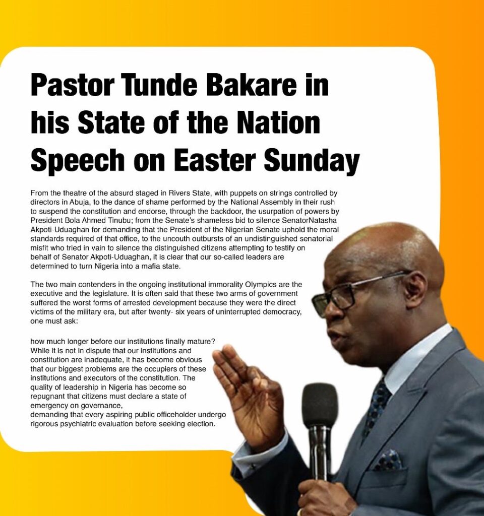Easter 2025: Ezekwesili thanks Pastor Tunde Bakare 'for being a candid Voice of Reason in his State of the Nation Speech that called out the h*rrific state of governance'