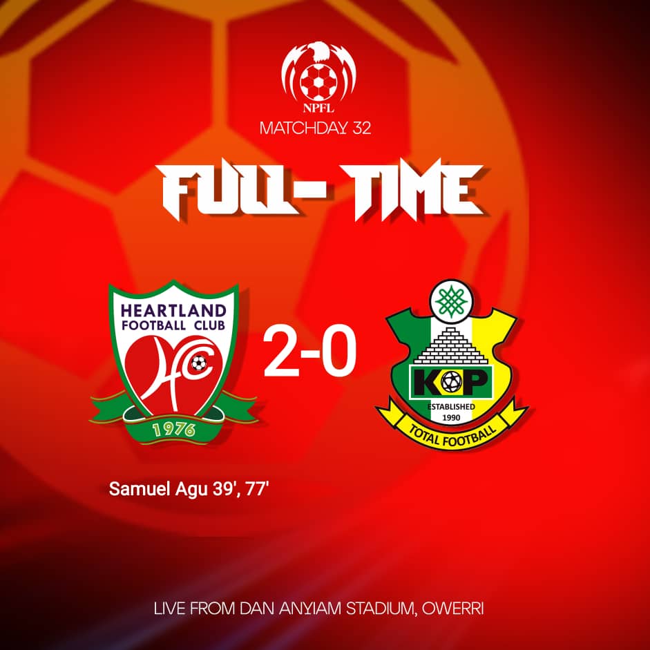 NPFL 2024/25: Heartland 2-0 Kano Pillars – Amuneke’s side end winless streak