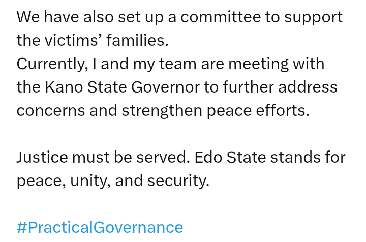 K*lling Of Hunters In Edo State: Governor Okpebholo visits Deputy Senate President, Jibrin, reaffirms commitment to 'ensuring justice for tragic killings'