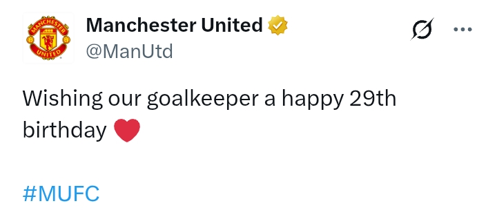 Onana At 29: 'Happy birthday' - Manchester United